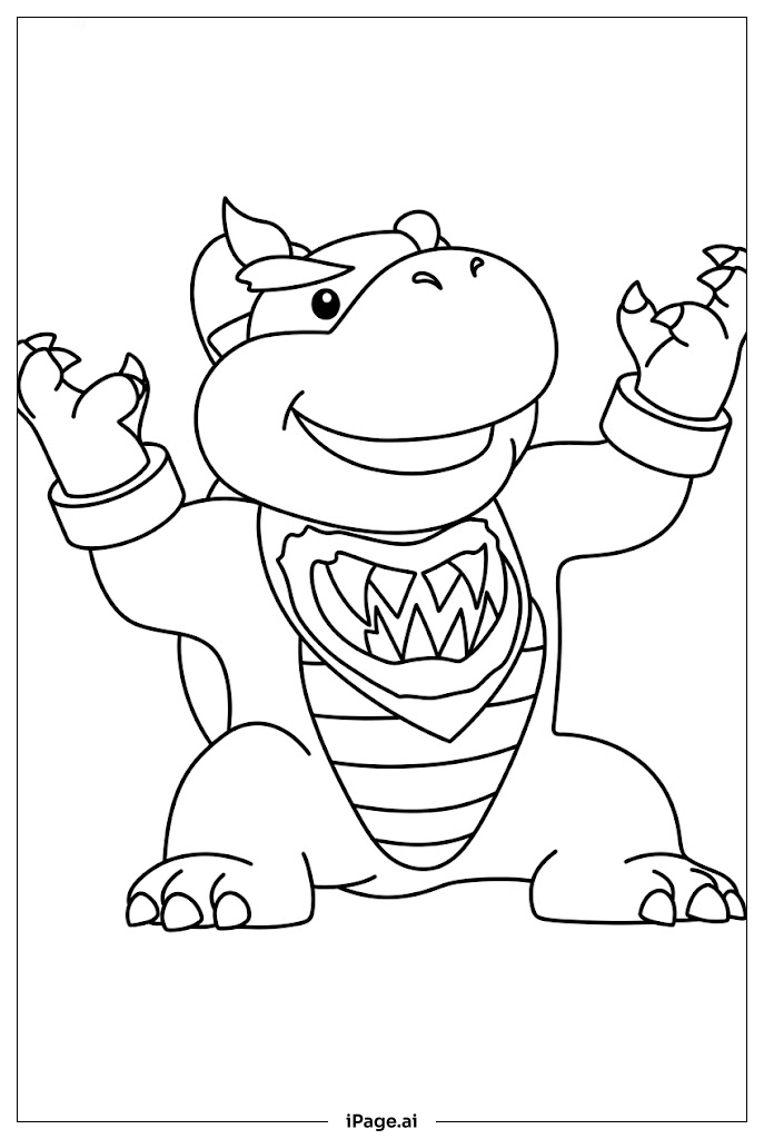 Page de coloriage Bowser Jr acclame bruyamment avec ses mains griffues