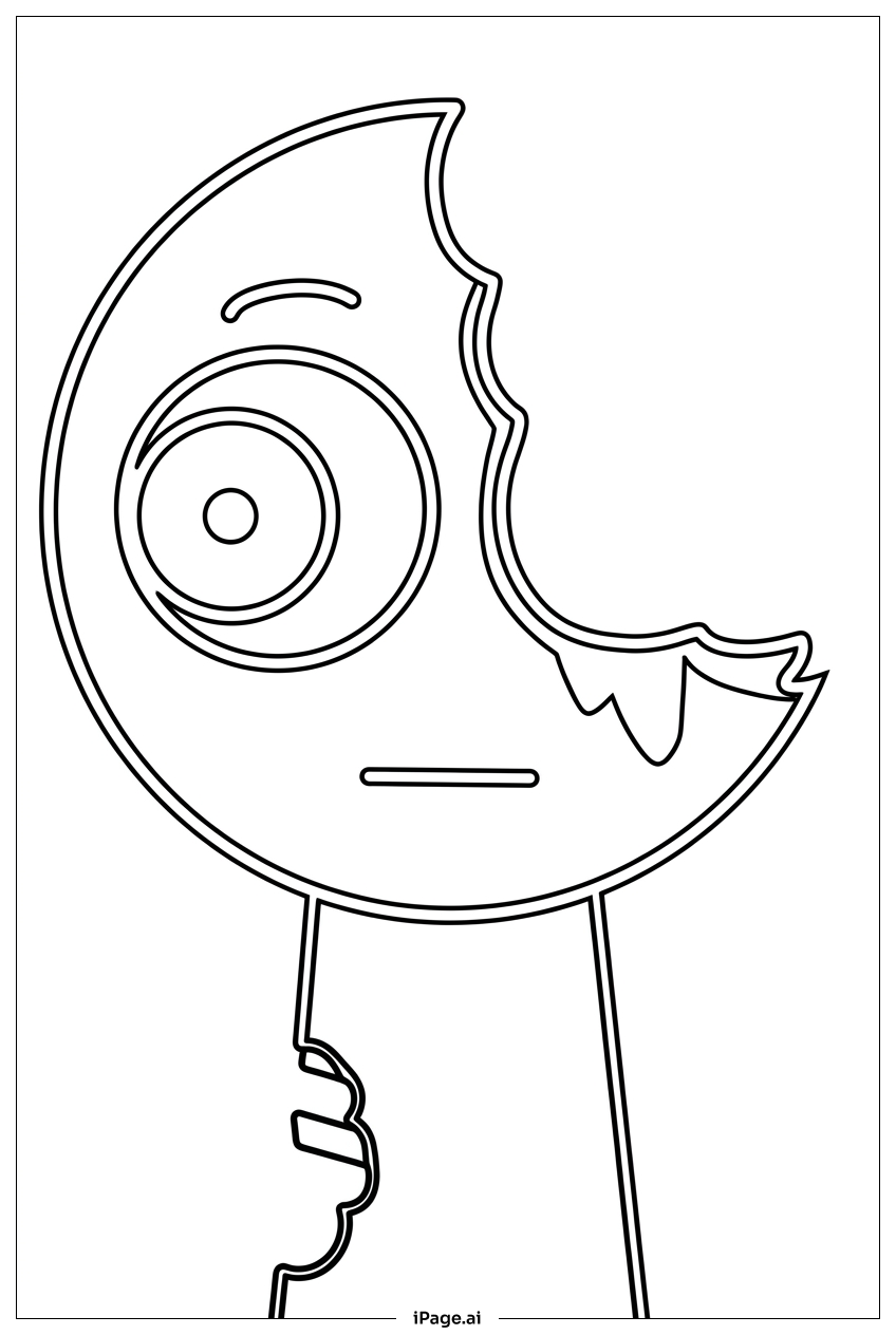 Página para colorir de Sprunki crescent buddy with cookie bite