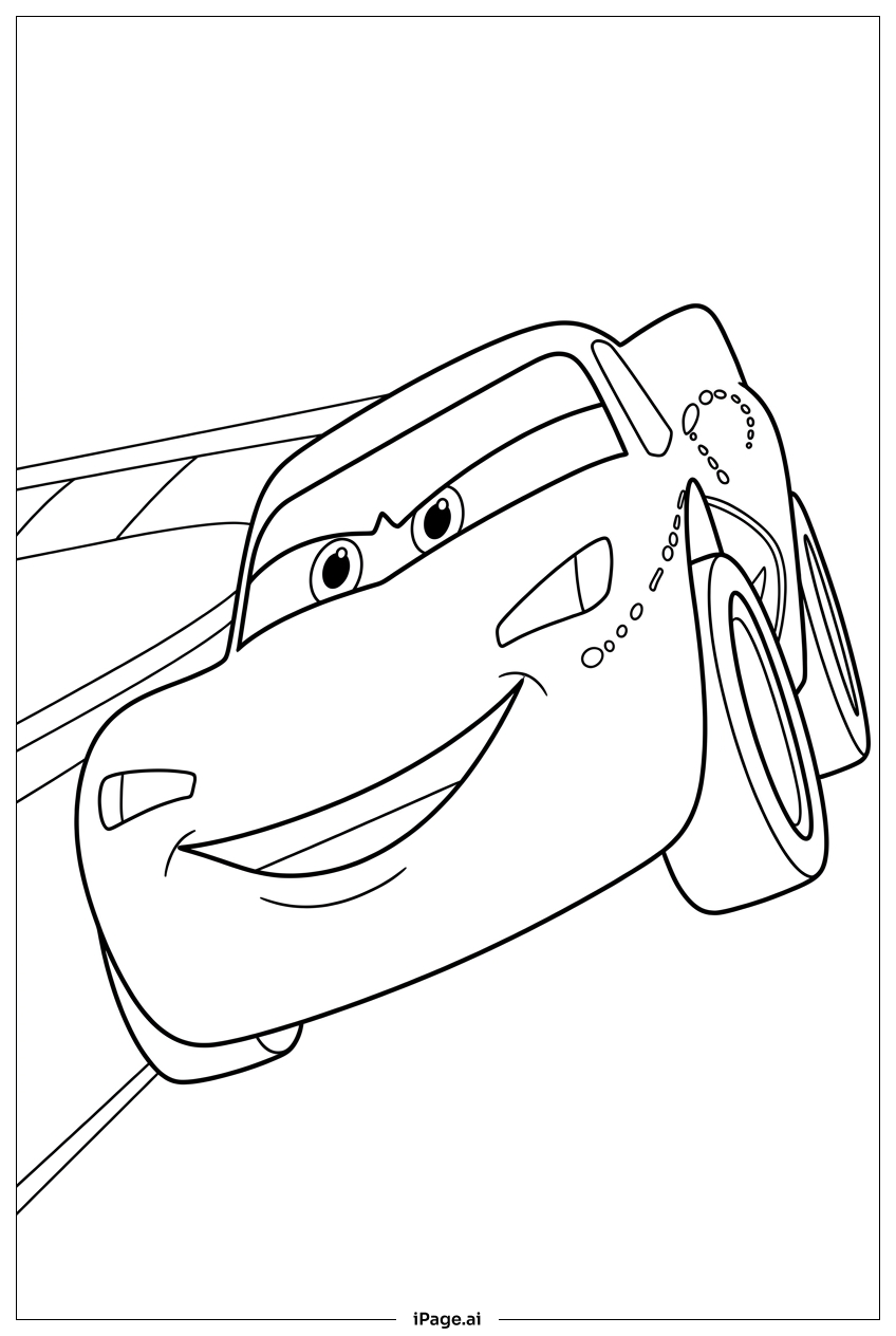 Lightning Mcqueen drifting hard on final turn Coloring Page
