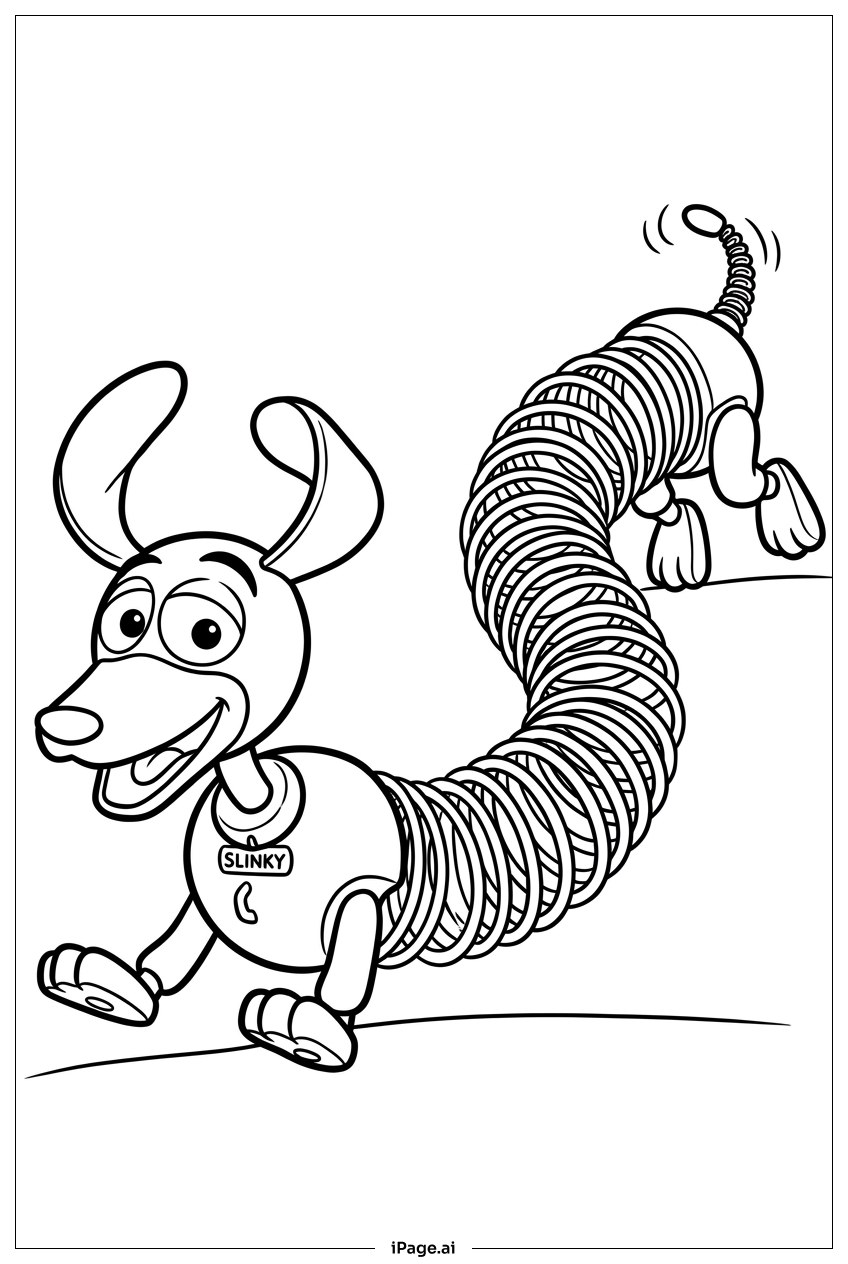 Page de coloriage Toy Story Zig-Zag le Chien Tout Étiré qui Court