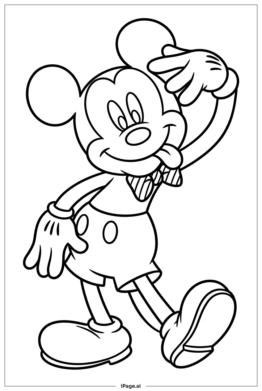 Micky Maus mit verspieltem Salut Ausmalseite