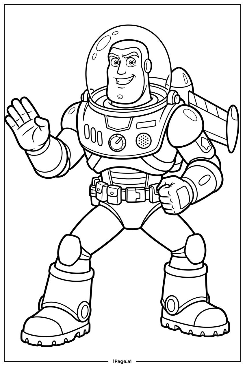 Buzz Lightyear begrüßt vor der Trainingsstunde Ausmalseite