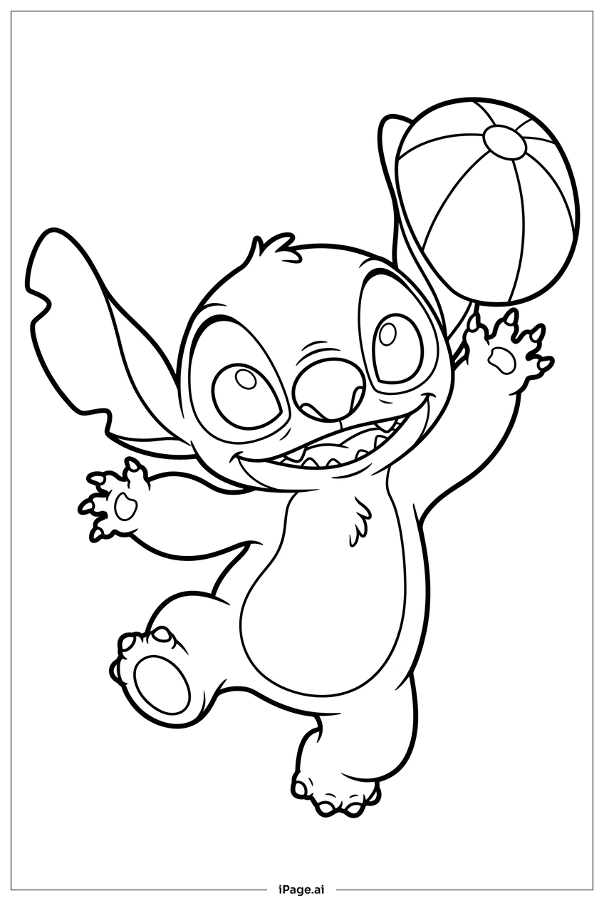 ビーチボールで遊びながらジャンプするスティッチ