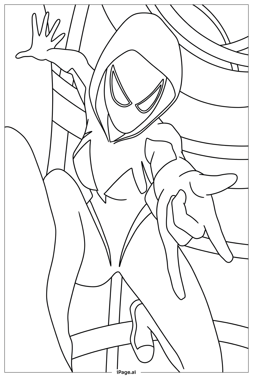Spider Gwen reaches out through portal doorway Coloring Page