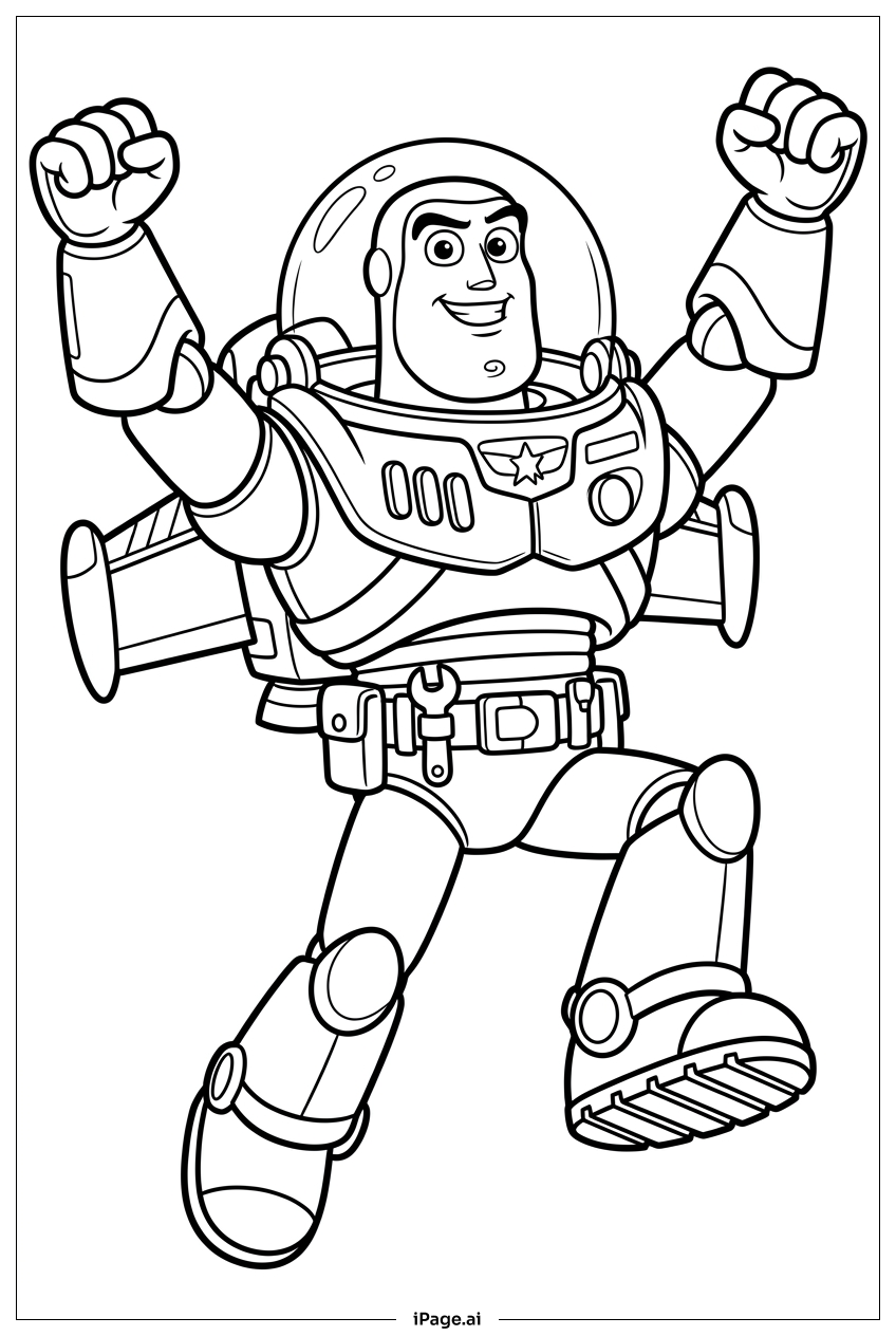 Buzz Lightyear feiert seine siegreiche Weltraummission Ausmalseite