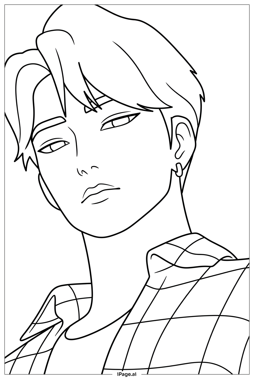  Kpop Demon Hunters student adjusts casual flannel Coloring Page 