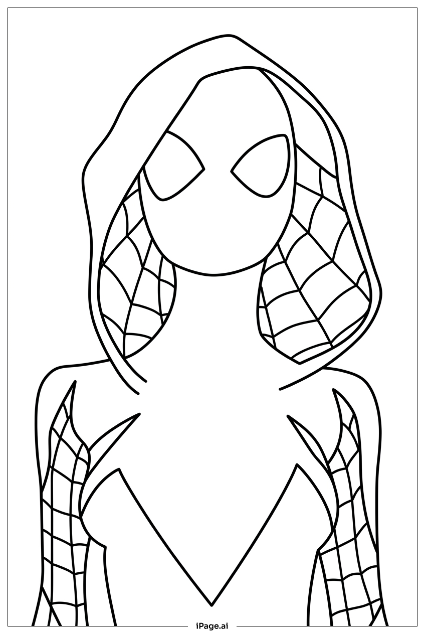 Spider Gwen portrait with signature hood Coloring Page