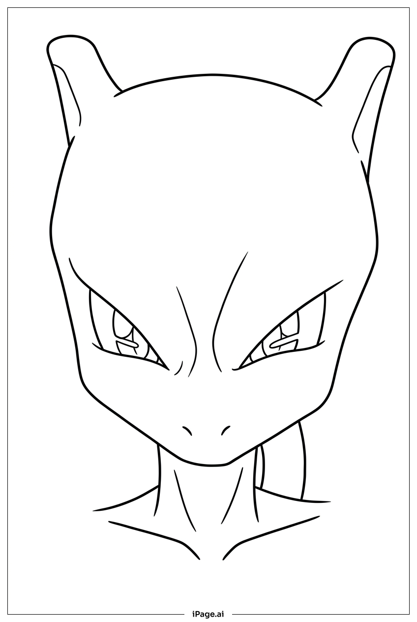 Retrato sereno de Mewtwo antes de la batalla épica