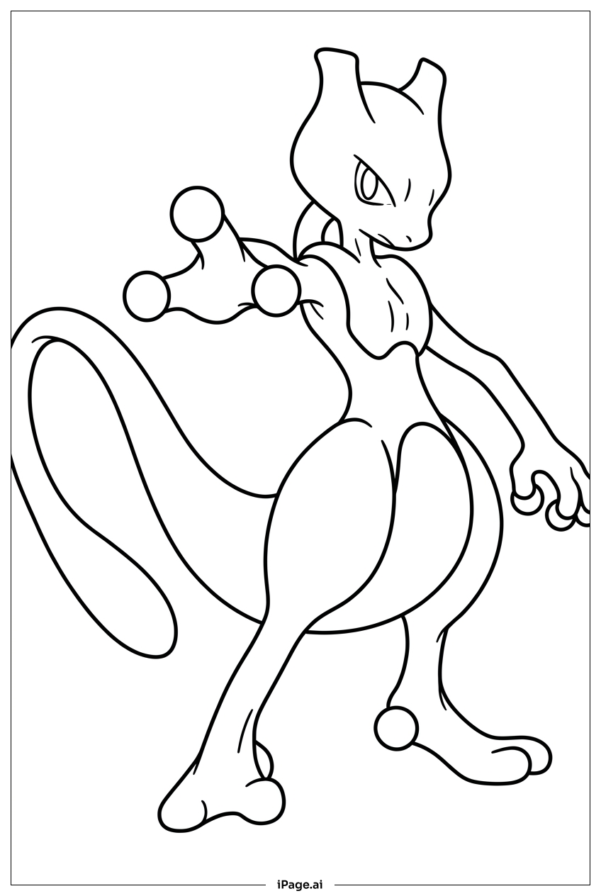 Página para colorear de Mewtwo concentra su poder para un golpe devastador