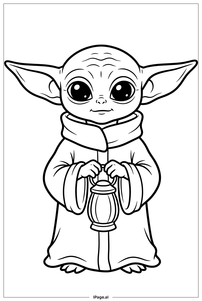 Baby Yoda 提燈引路夜行圖著色頁