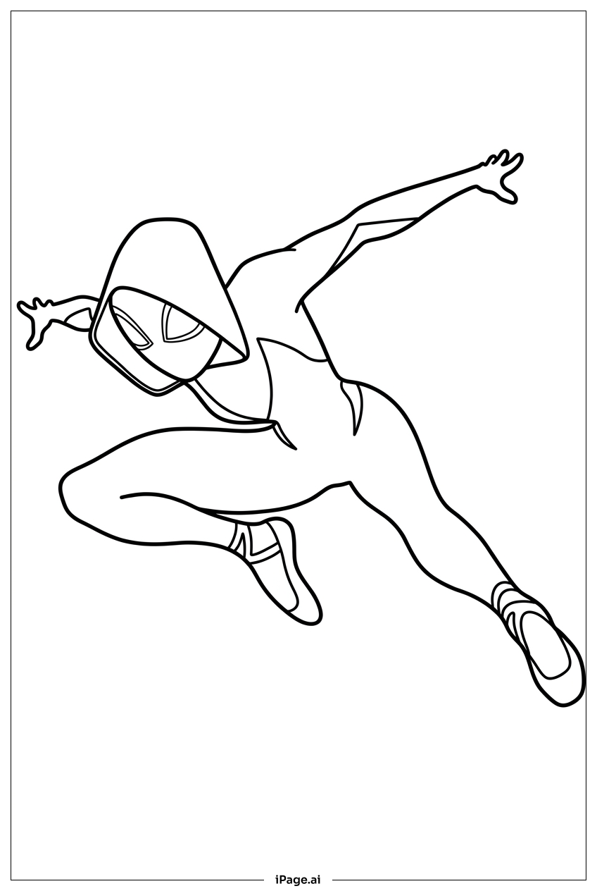 Spider Gwen skids into action with flair Coloring Page