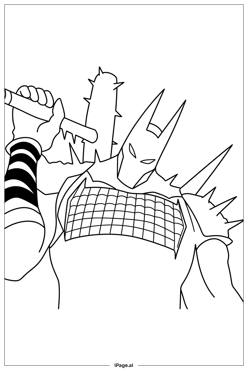 Batman Wields Spiked Bat In Armor Coloring Page