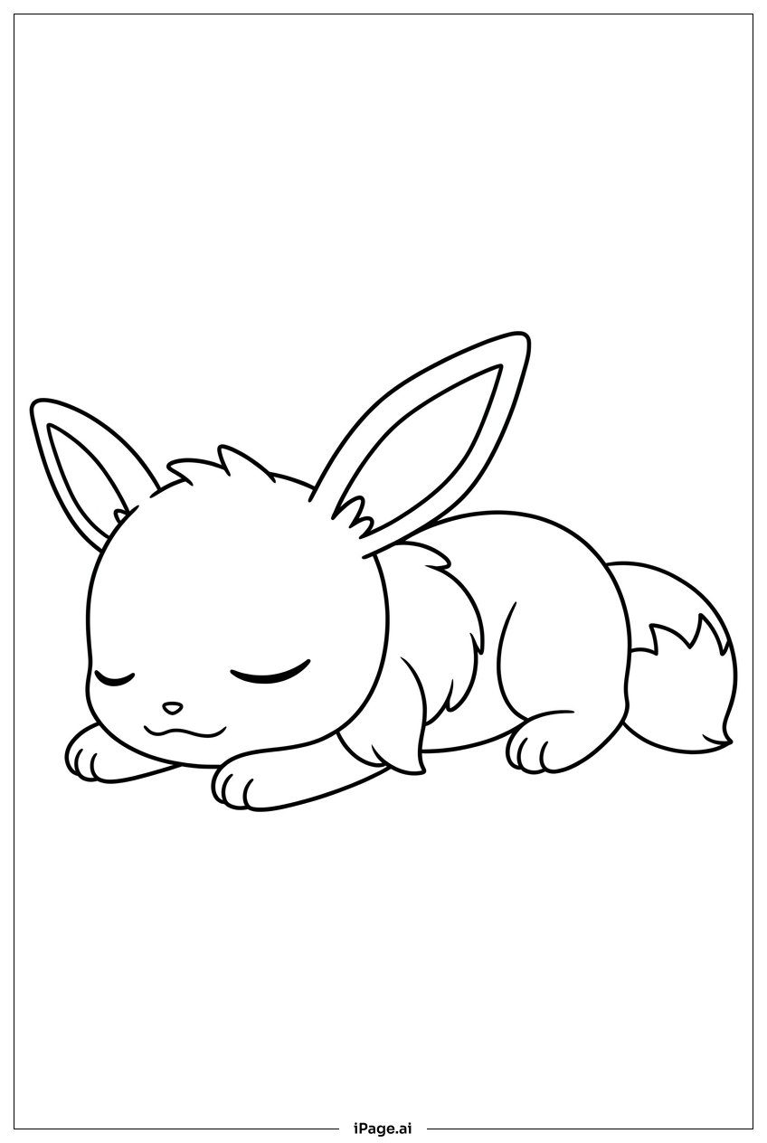  伊布在長途旅行後安穩地睡著著色頁 