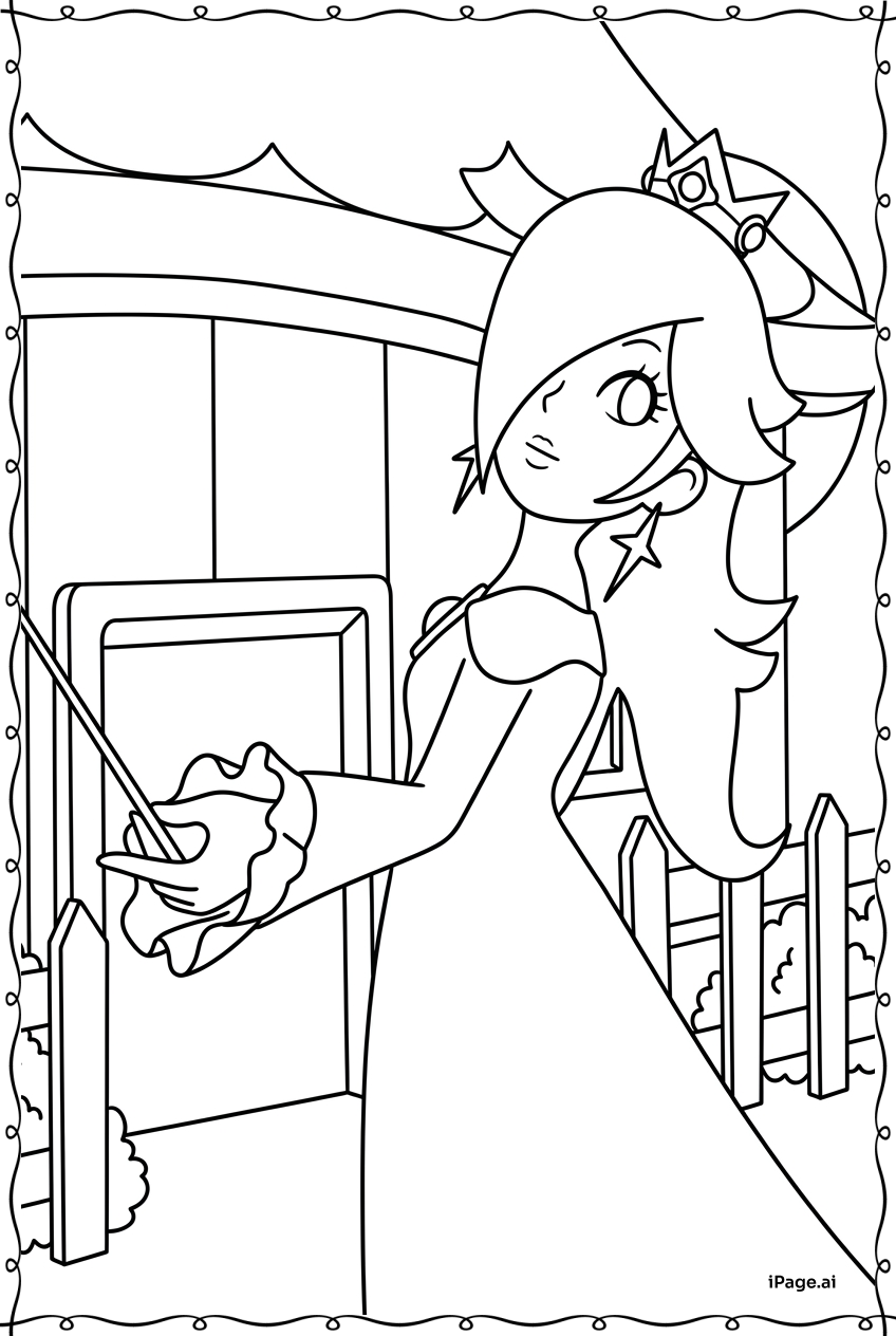  Rosalina Casting Magic Outside The Observatory Coloring Page 