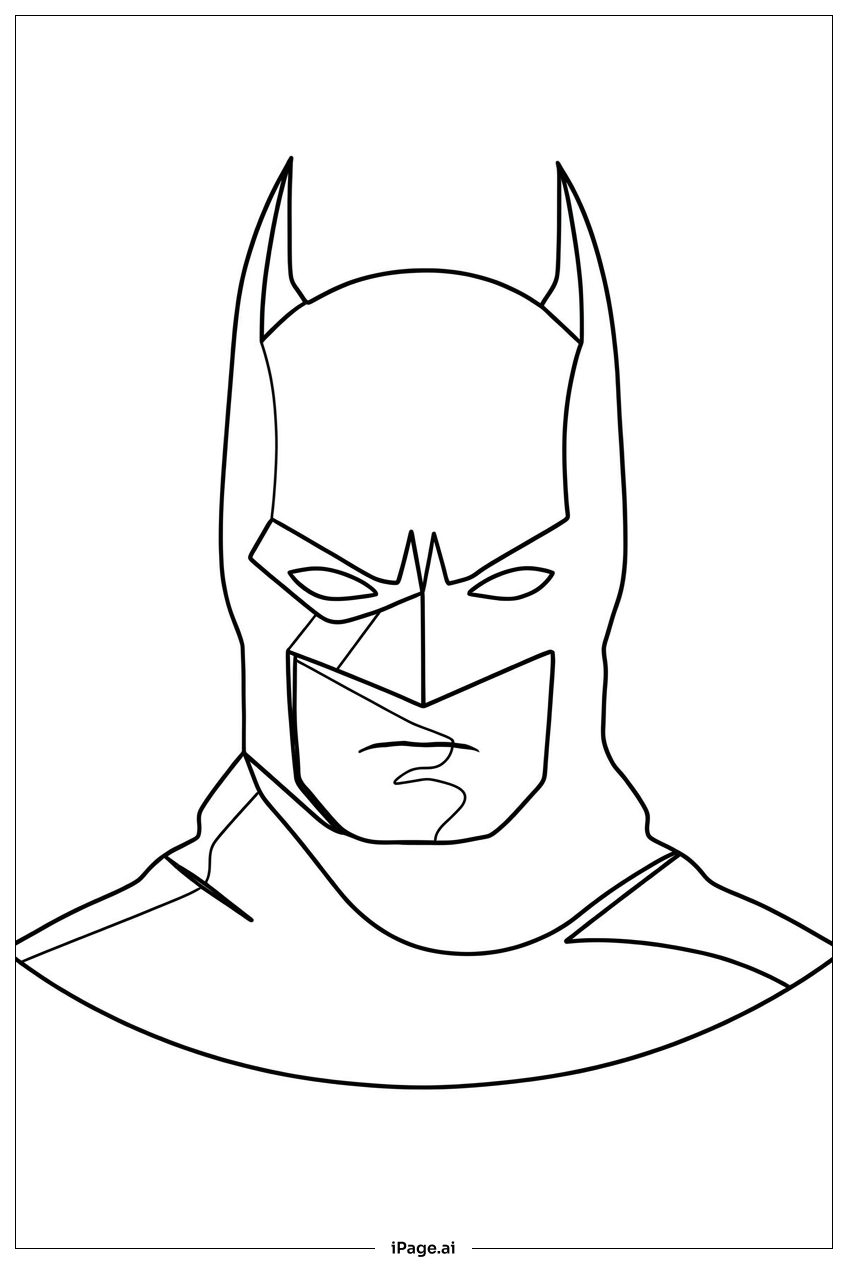 Batman Stern Portrait With Sharp Cowl Coloring Page