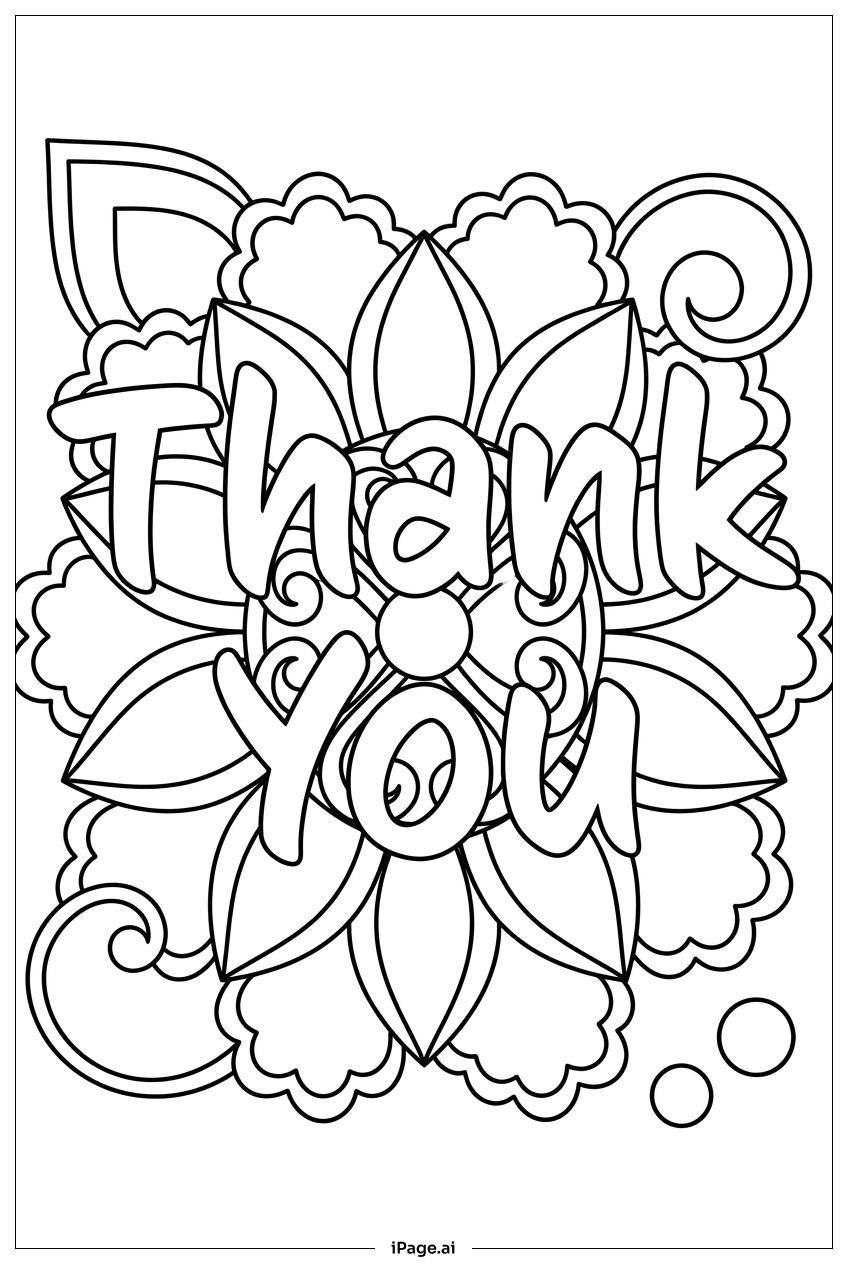 Thank You Over Intricate Mandala Petal Pattern