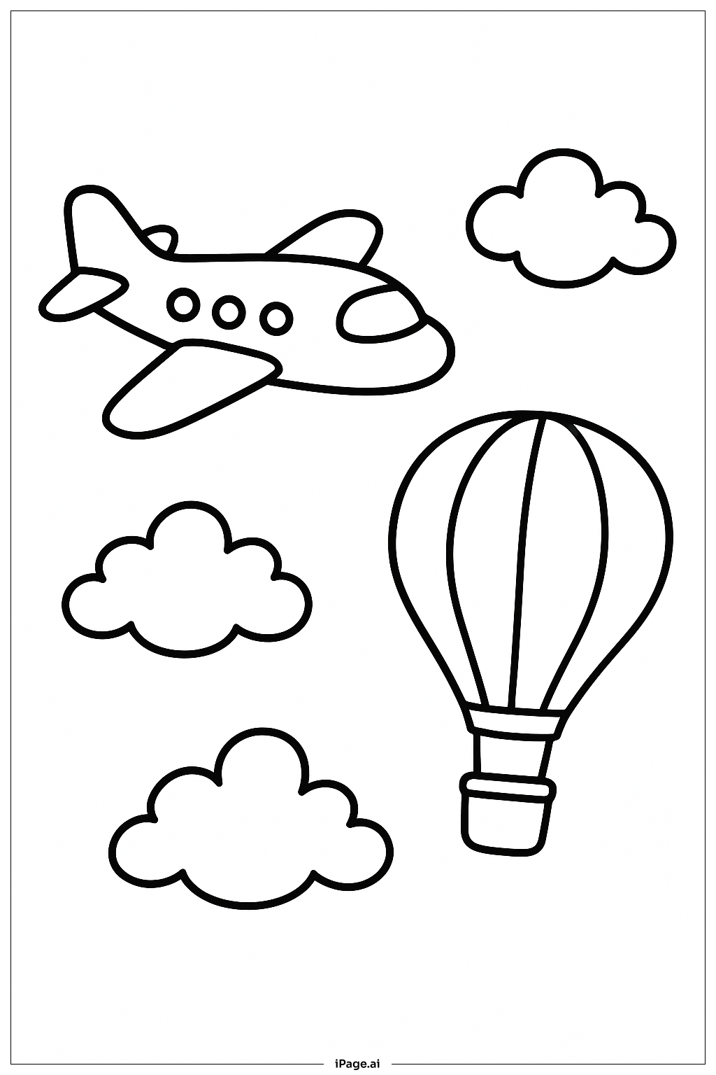  비행기와 열기구 색칠공부 페이지 