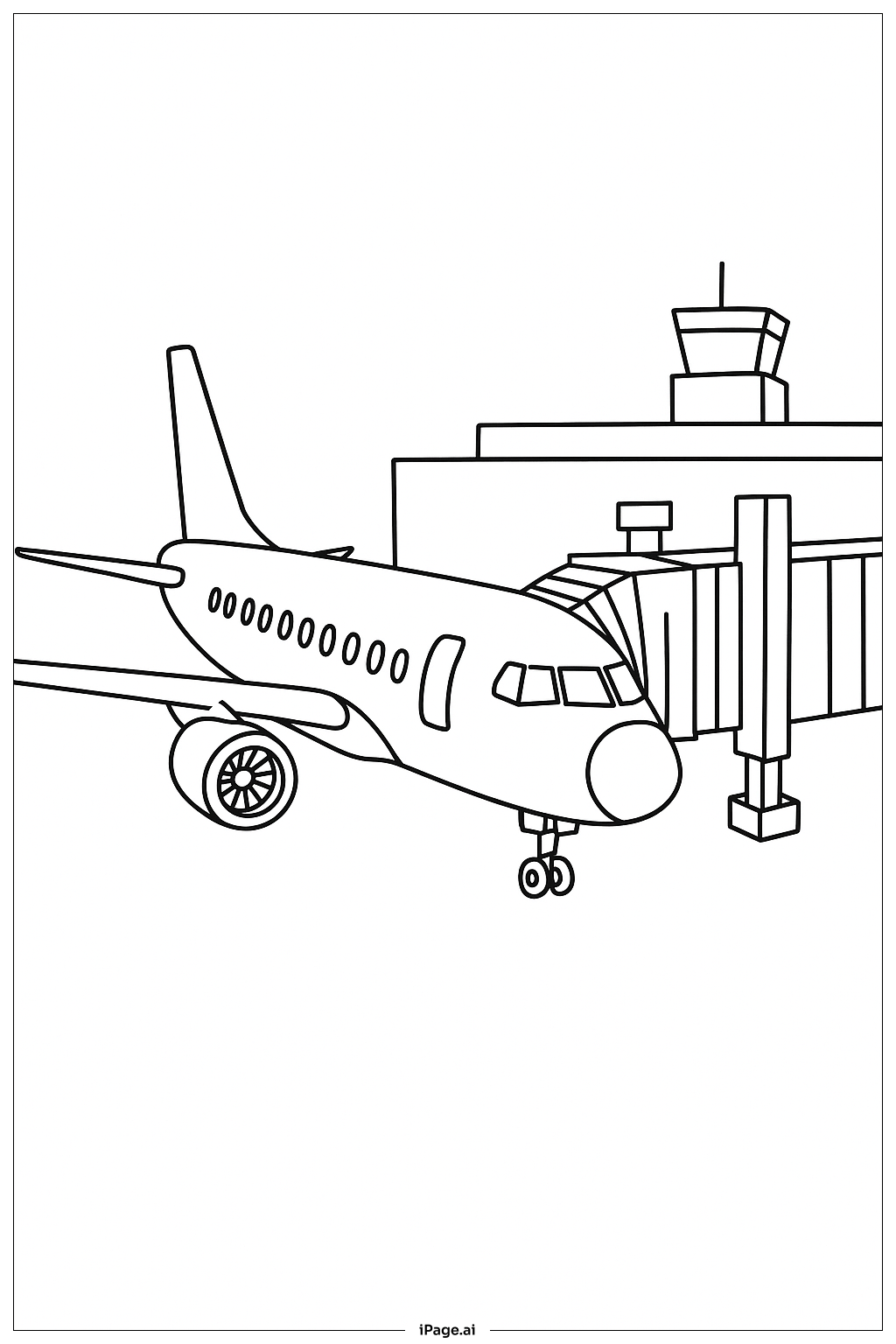  게이트에 정차한 비행기 색칠공부 페이지 