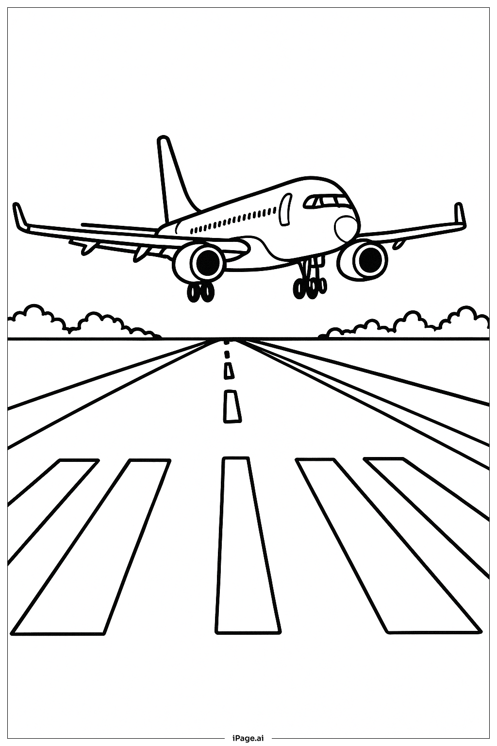  비행기 착륙 장면 색칠공부 페이지 