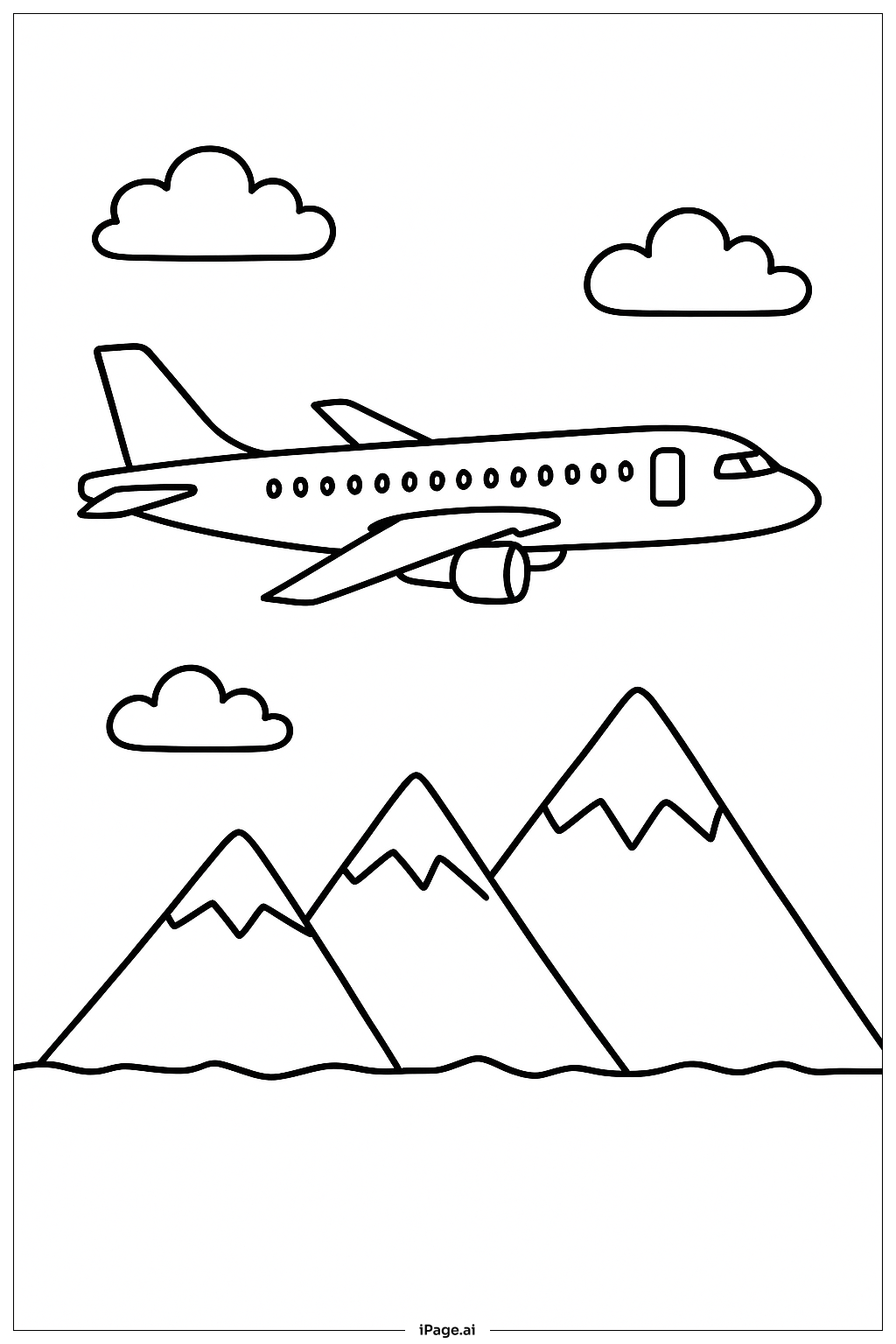  산 위의 비행기 색칠공부 페이지 