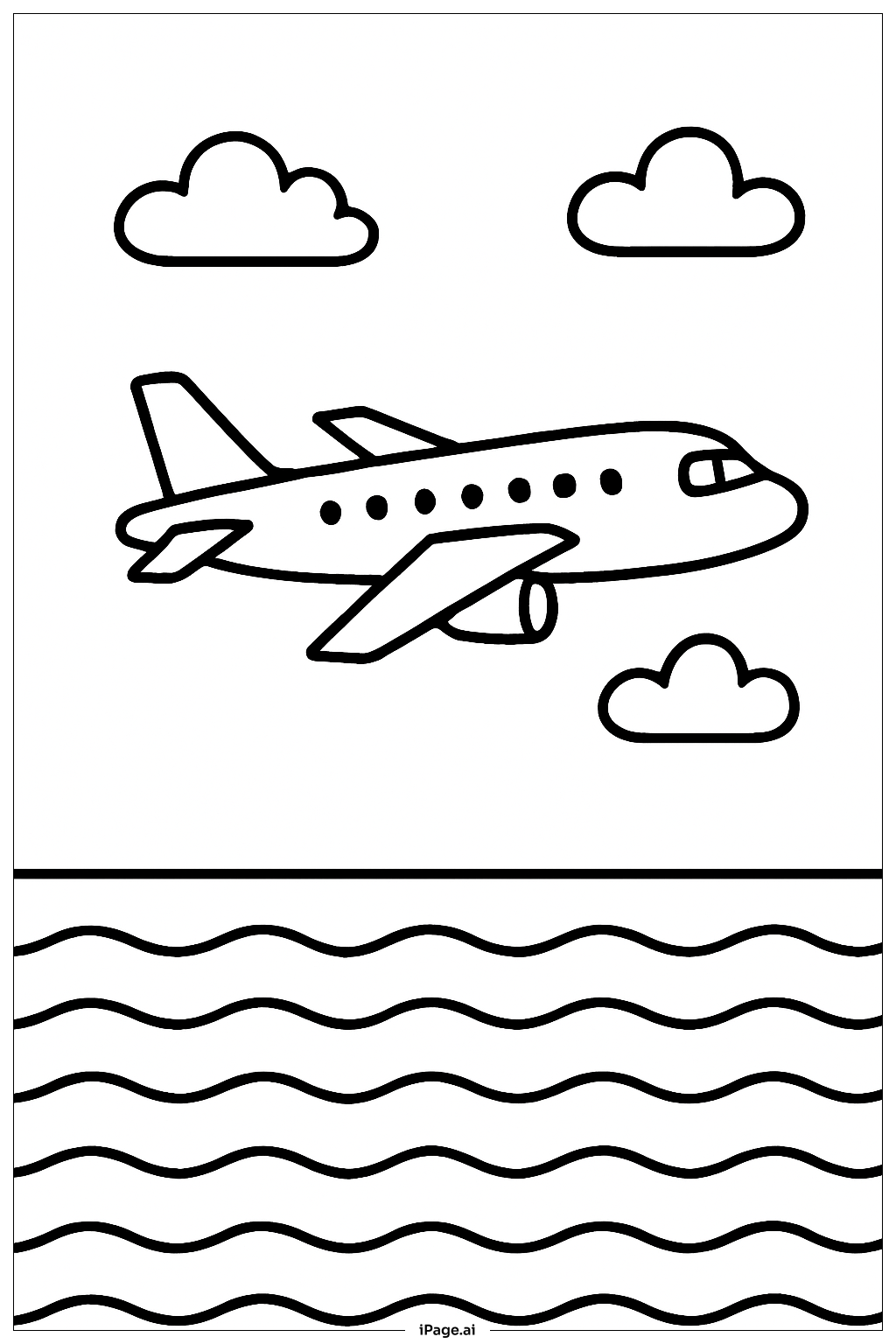  바다 위 비행기 색칠공부 페이지 