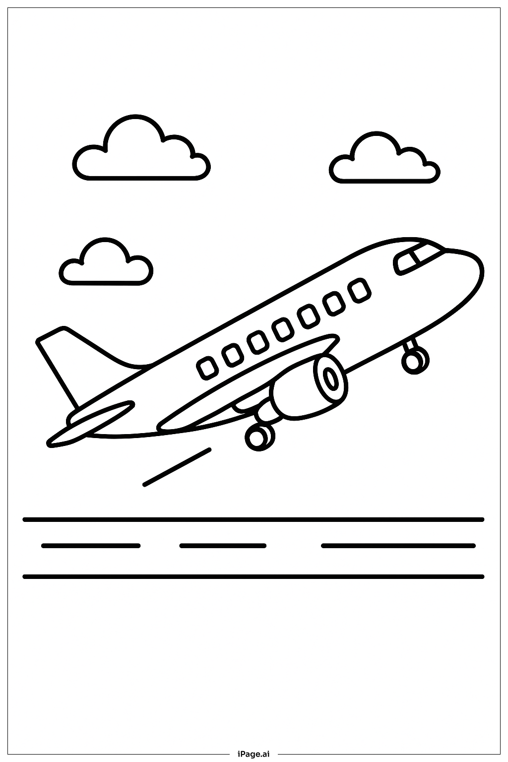  이륙하는 비행기 색칠공부 페이지 