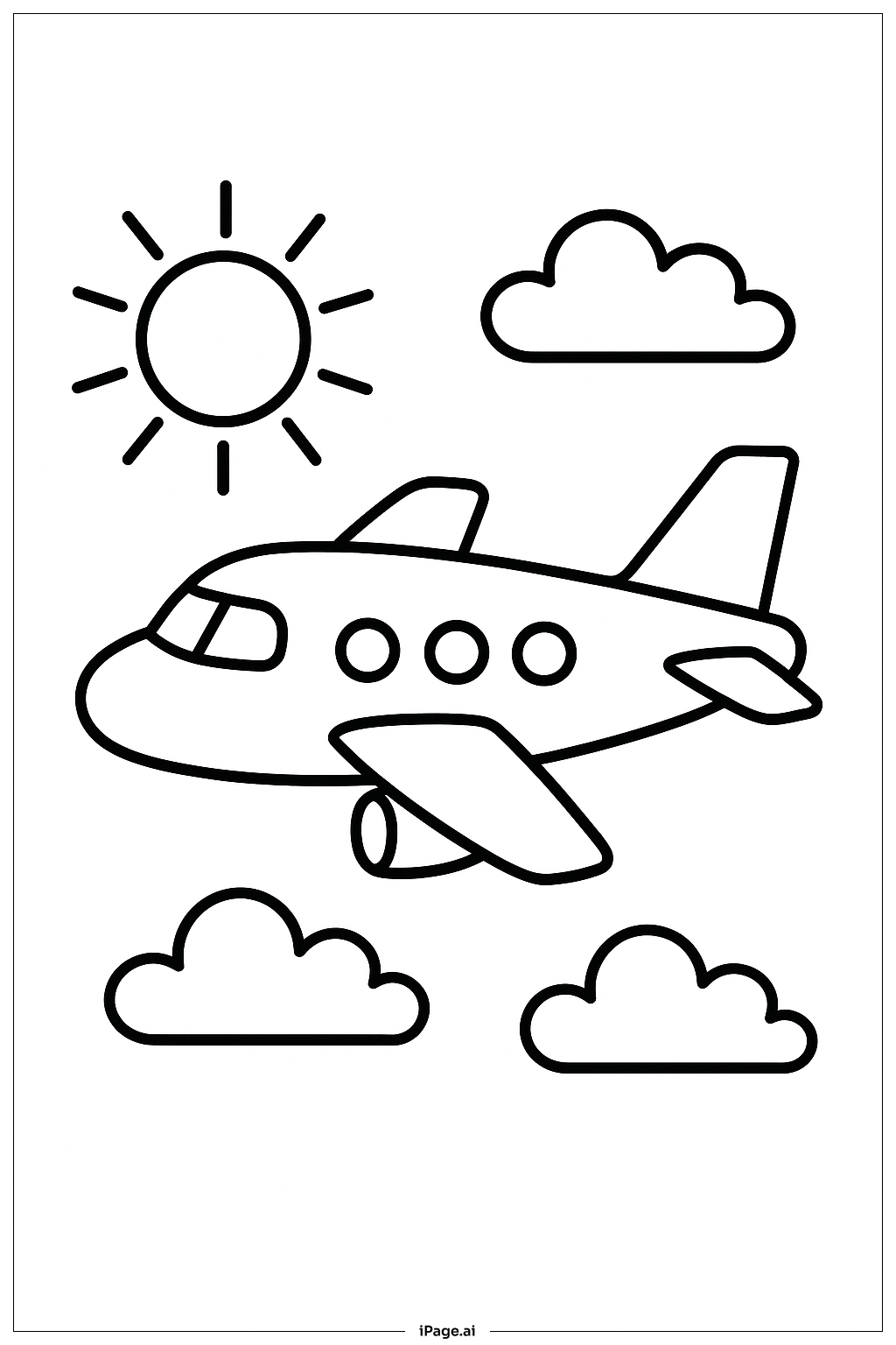  태양과 비행기 색칠공부 페이지 