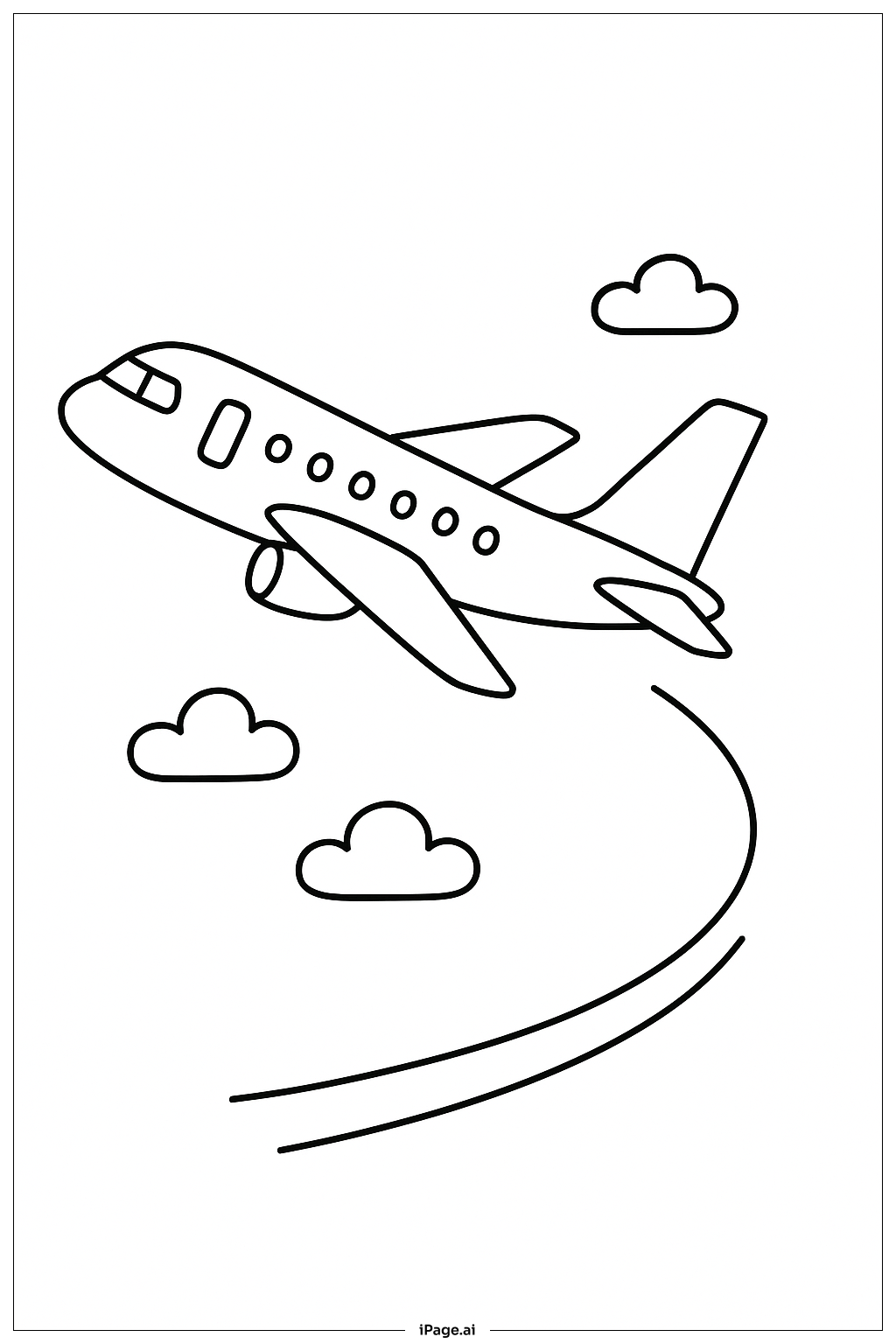  비행기와 자국 색칠공부 페이지 