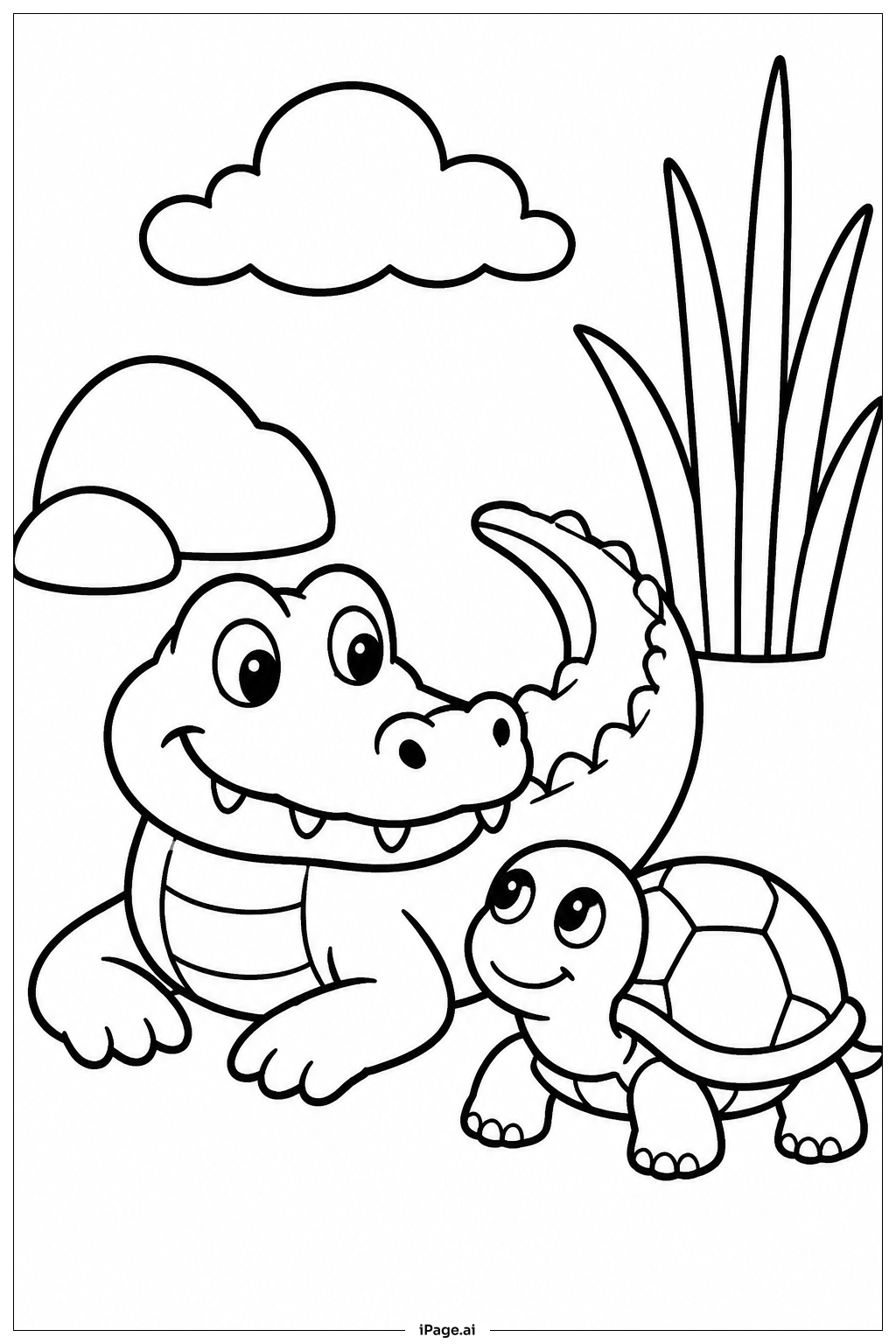  Alligator And Turtle Coloring Page 