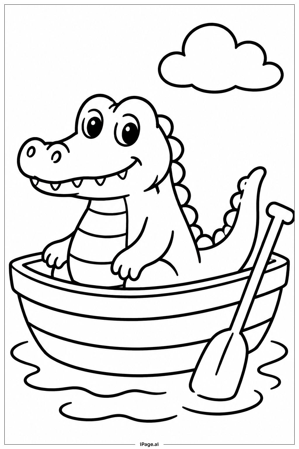 Alligator In Boat Coloring Page