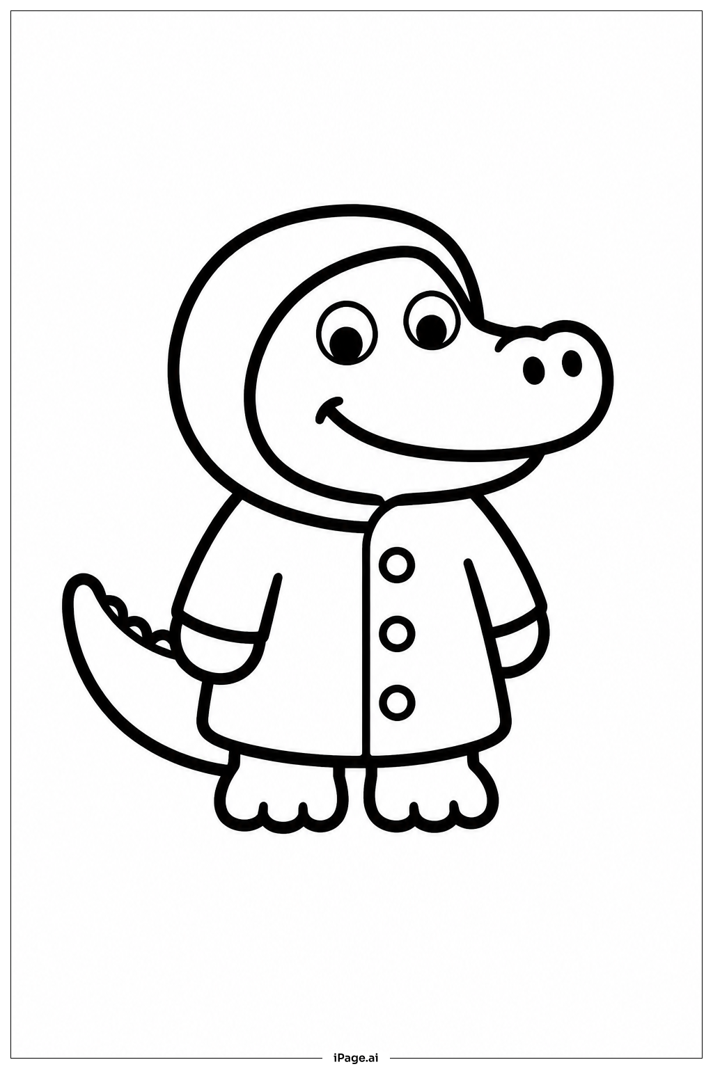 Alligator In Raincoat Coloring Page