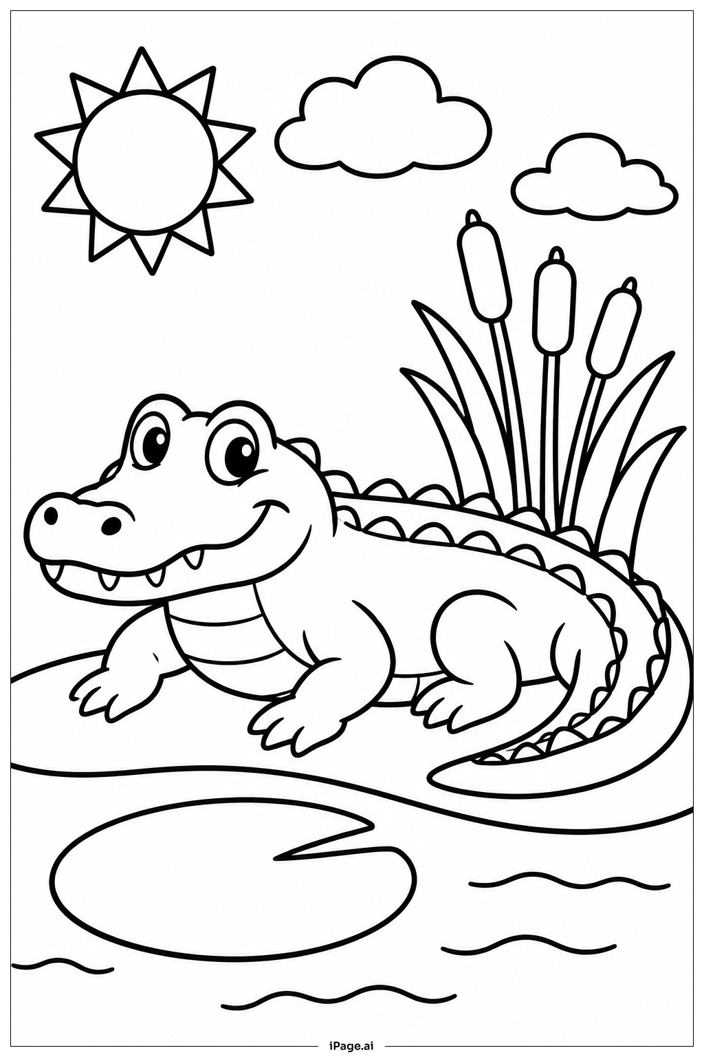 Trang tô màu Alligator In Swamp