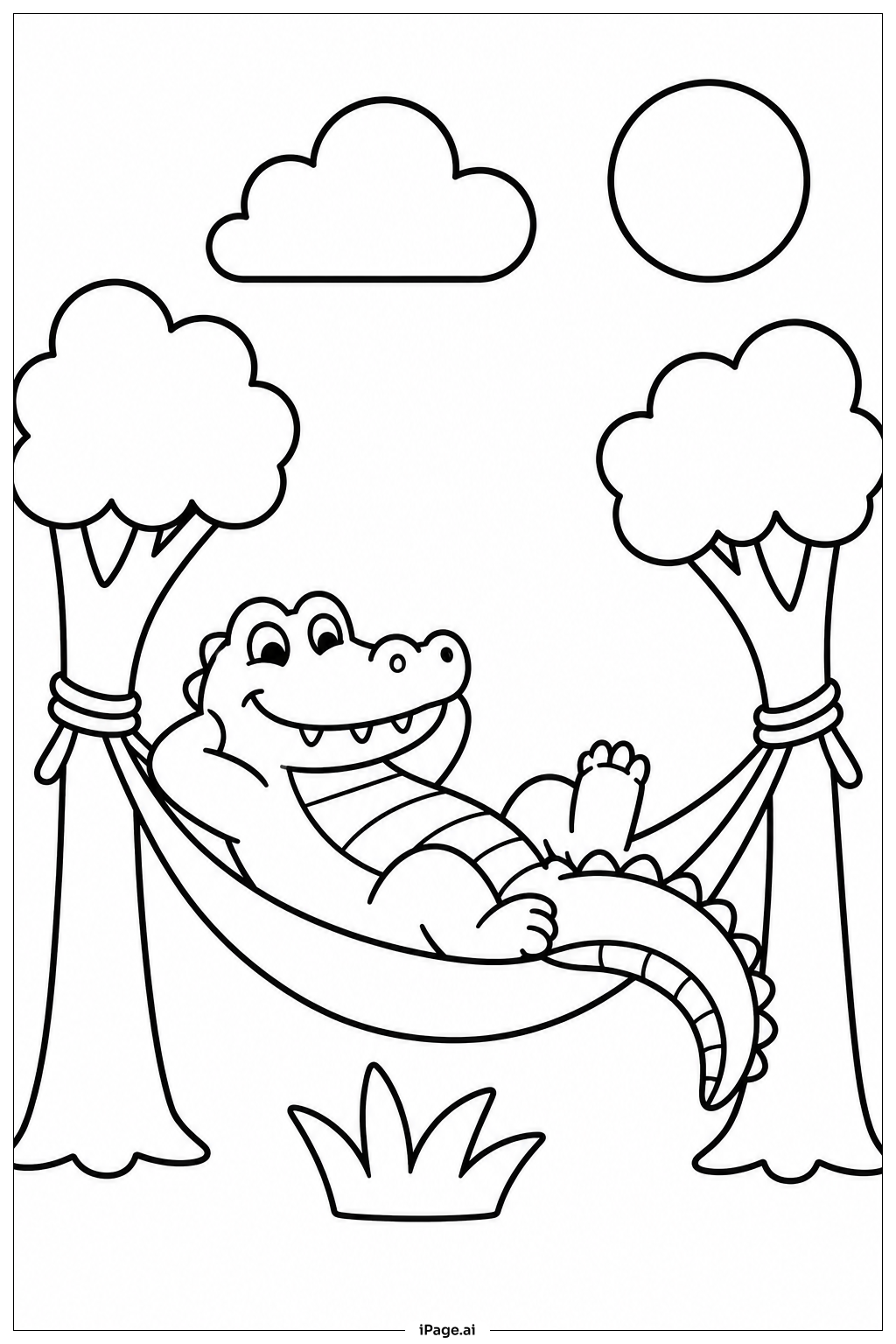 Alligator On Hammock Coloring Page