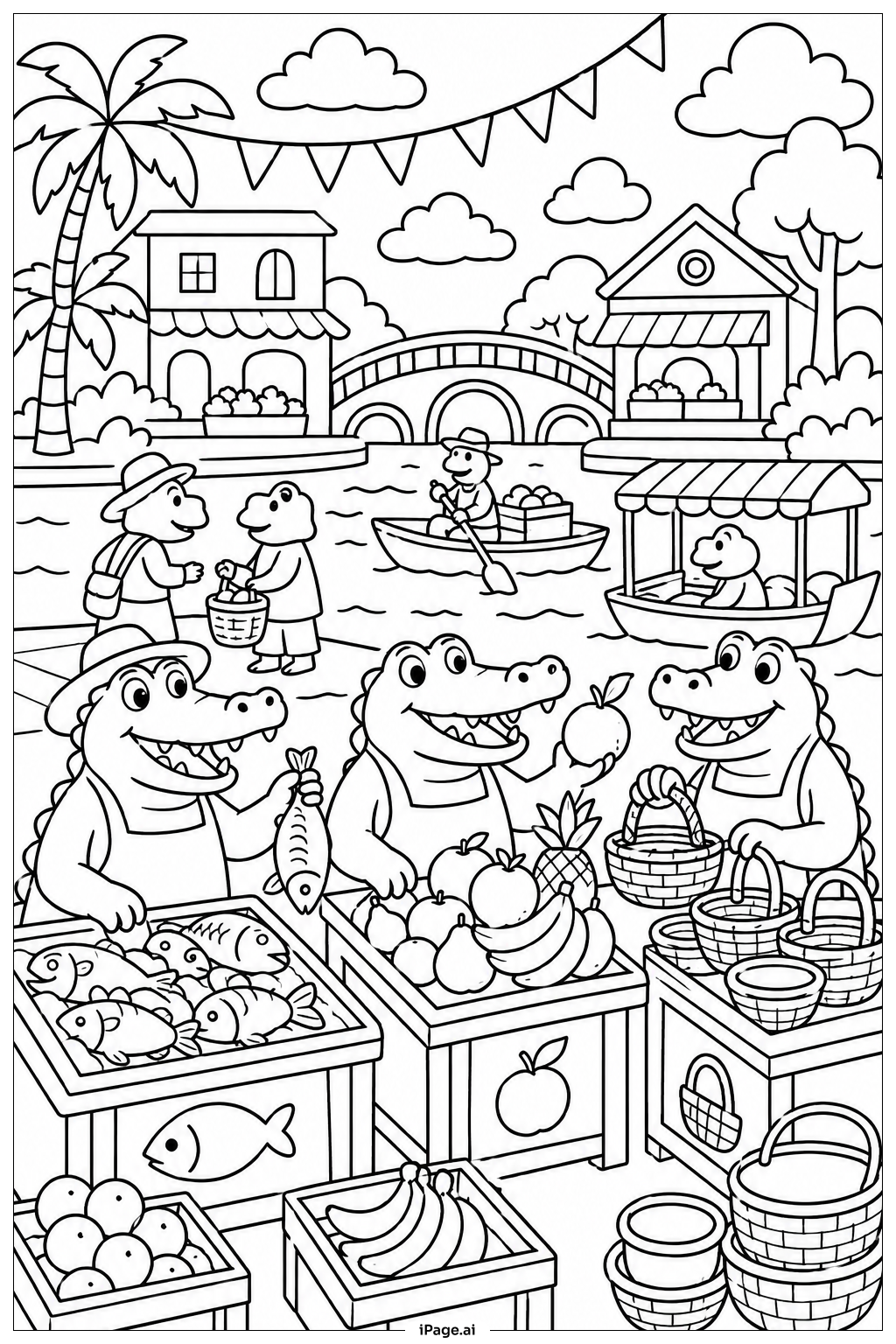 Alligator River Market Coloring Page