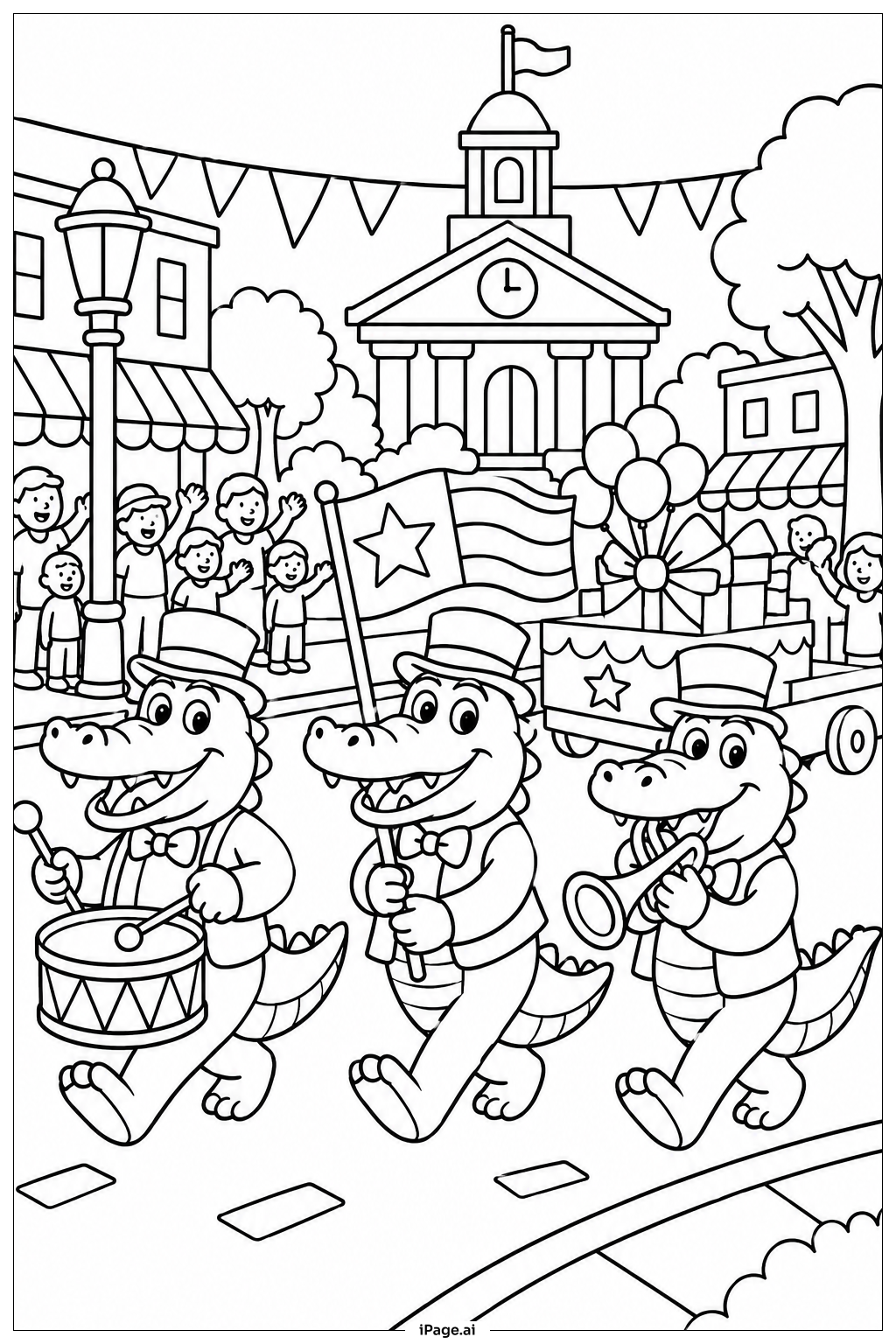 Alligator Town Parade Ausmalseite