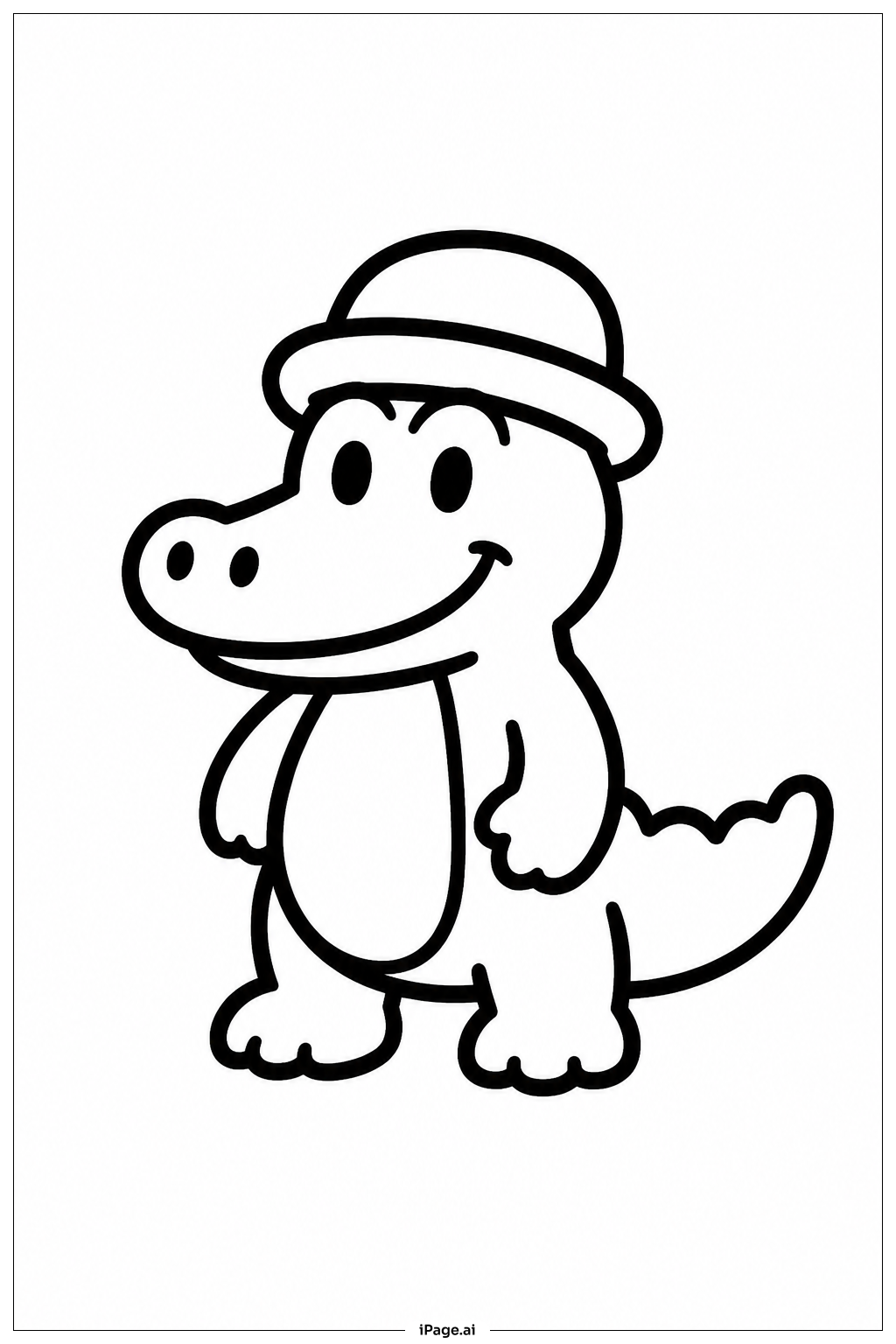 Alligator Wearing Hat Coloring Page