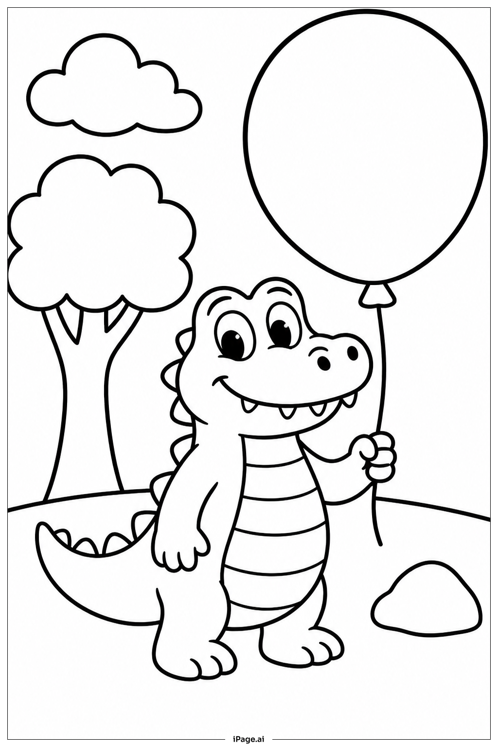 Alligator With Balloon Coloring Page