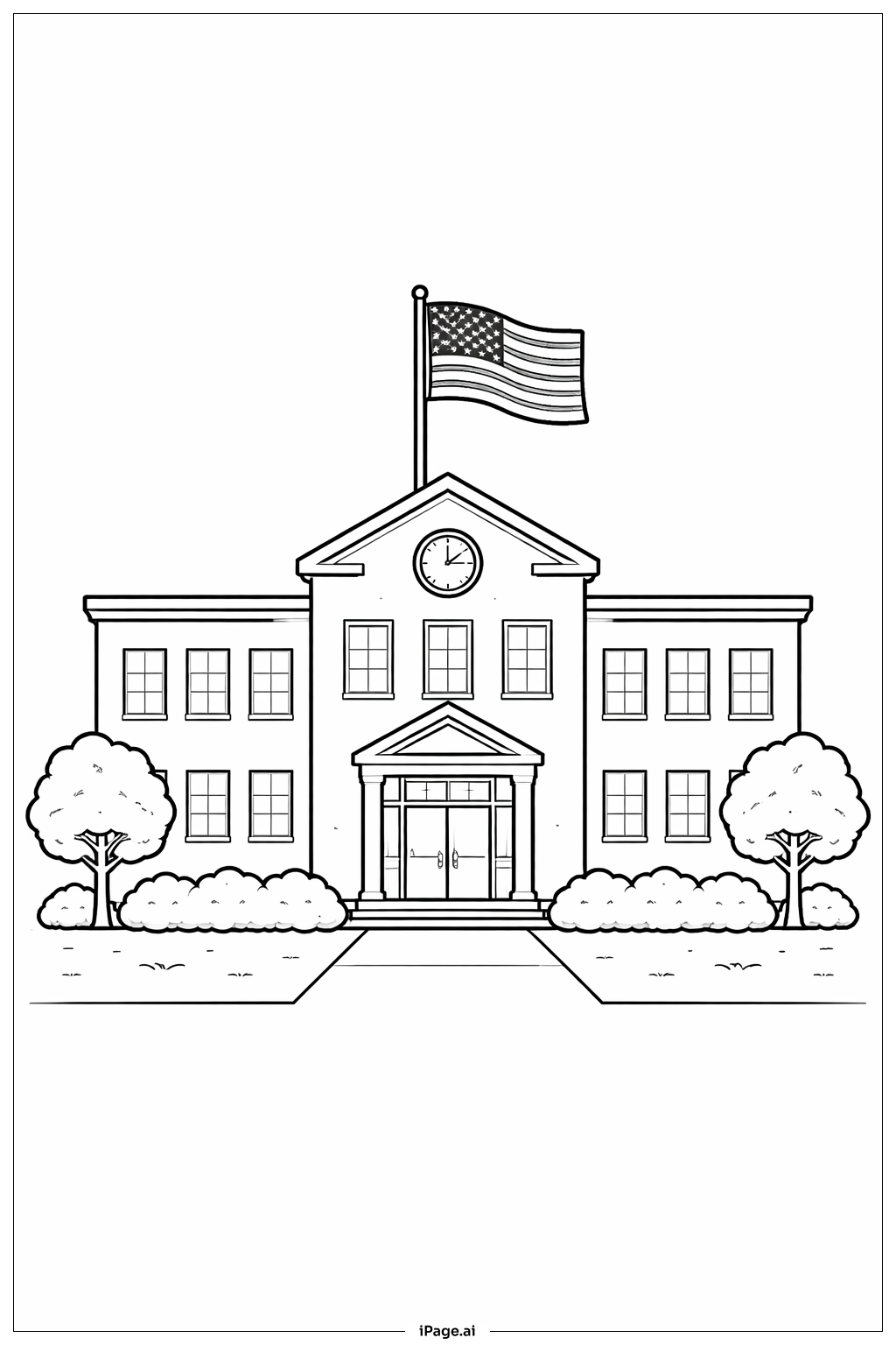Amerikanische Flagge in der Schule Ausmalseite