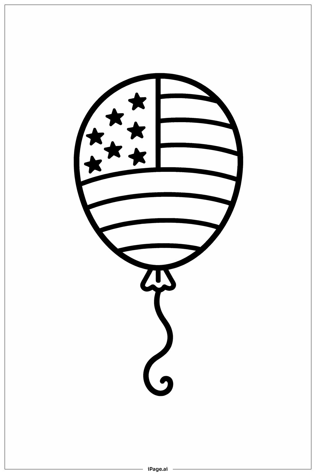 Page de coloriage Ballon Drapeau Américain 
