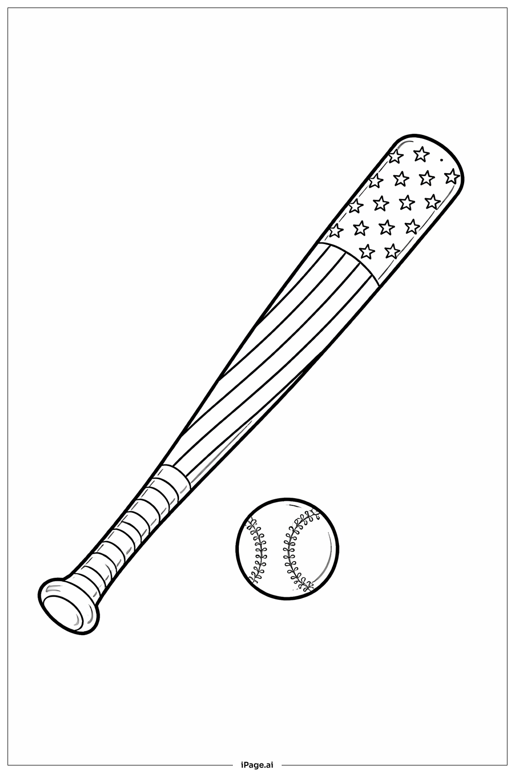  美国国旗棒球场景填色页 