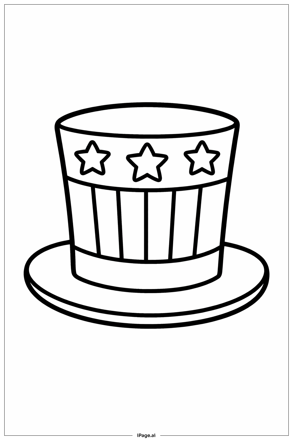  アメリカンフラッグハットの塗り絵ページ 
