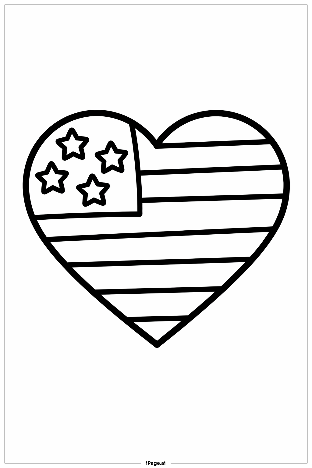  Page de coloriage Cœur en forme de drapeau américain 