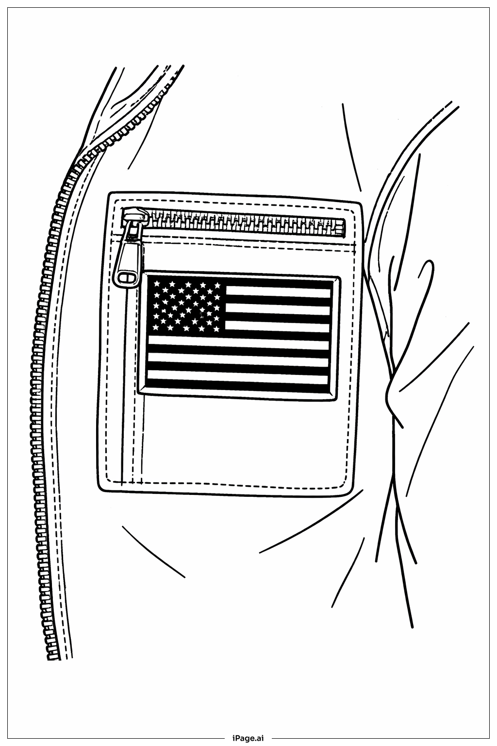  美国国旗夹克贴片填色页 