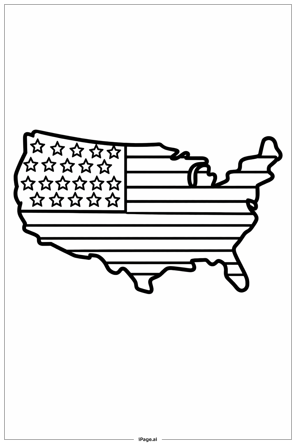  Page de coloriage Carte en forme du drapeau américain 