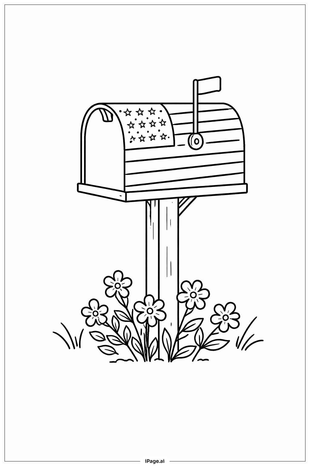 Página para colorir de Bandeira Americana na Caixa de Correio 