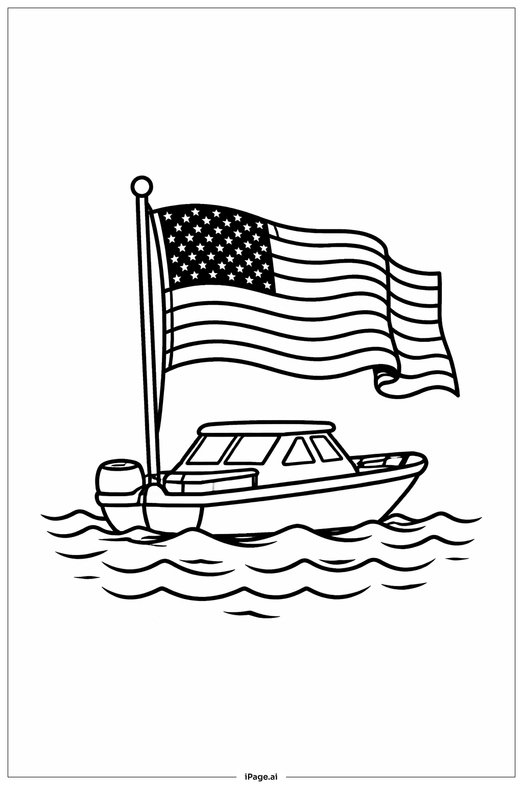  American Flag On Sailboat Coloring Page 