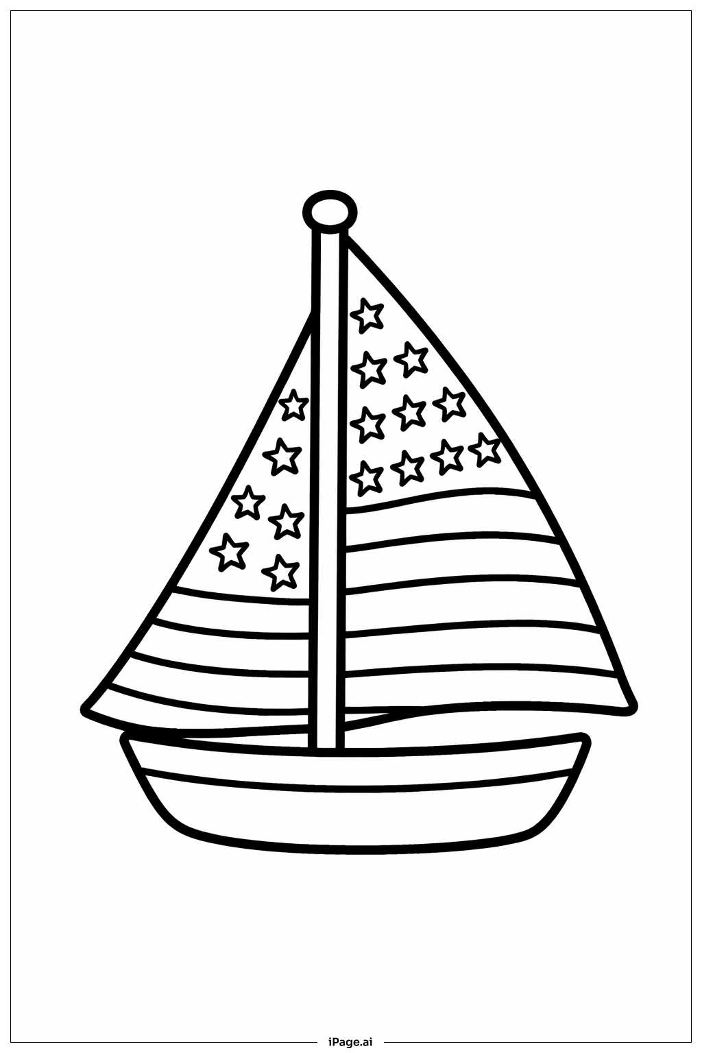 アメリカ国旗のセイルの塗り絵ページ 
