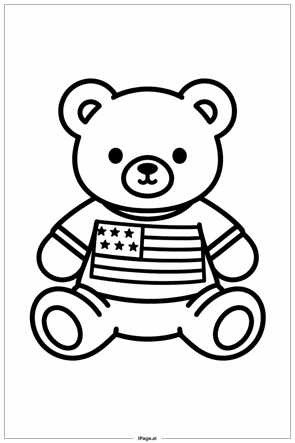  American Flag Teddy Bear Coloring Page 