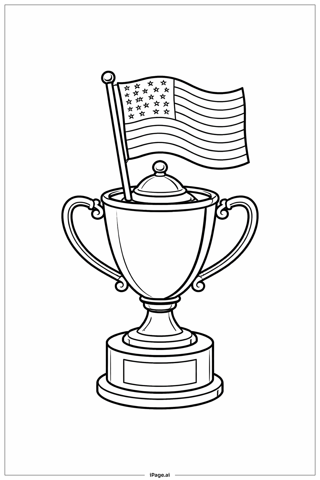  American Flag Trophy Coloring Page 