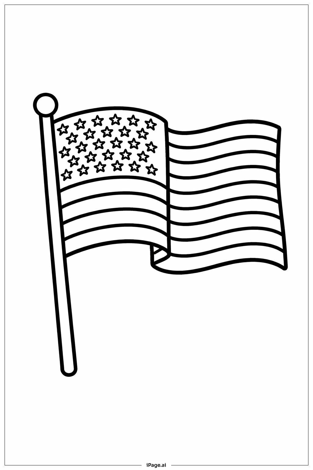  美国国旗飘扬填色页 
